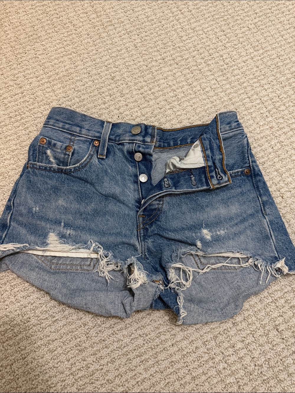 Levi's Distressed Blue Denim Cutoff Shorts